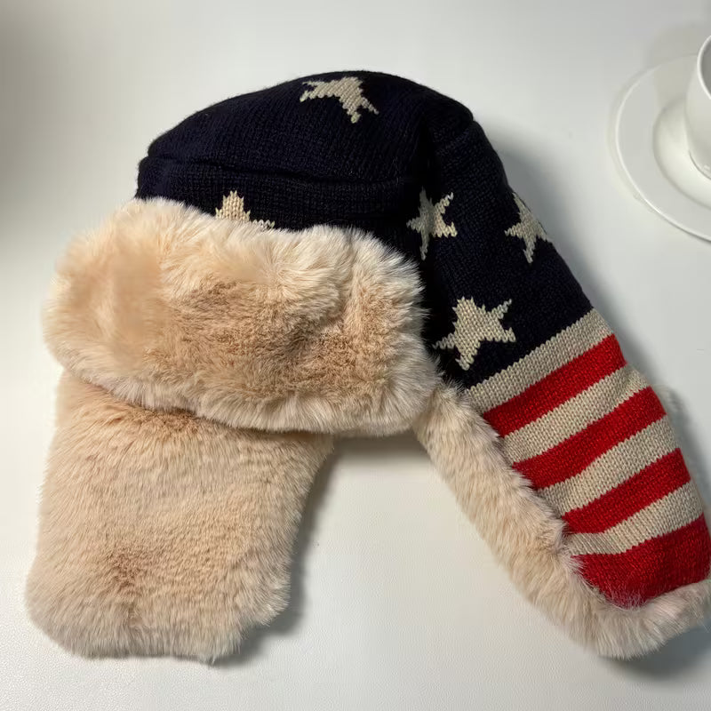 Hand Knitted American Aviator Hat